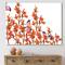 Designart - Flock of Bullfinches Birds on Orange Branches - Traditional Canvas Wall Art Print